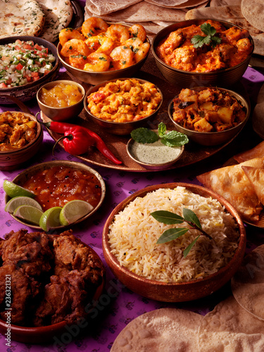 SELECTION OF COOKED INDIAN DISHES