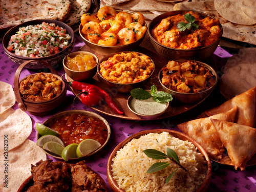 SELECTION OF COOKED INDIAN DISHES