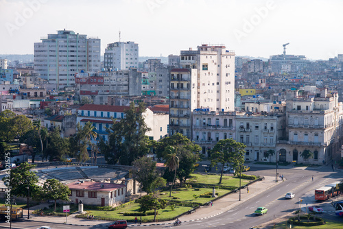  High angle view of buildings in Havana Cuba.