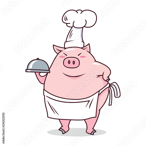 Pig Chef cartoon character design vector