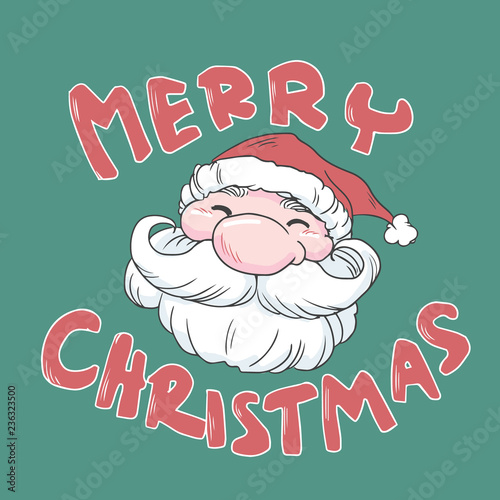 Santa Claus hand drawn cartoon merry Christmas greeting card