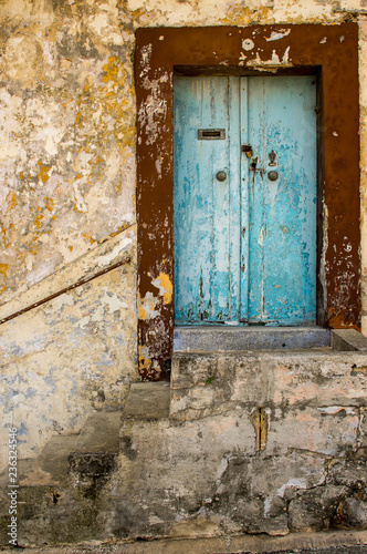 Maltese old blue door in Rabat city © el_caro