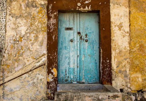 Maltese old blue door in Rabat city