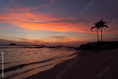 Colorful sunset over the tropical paradise beaches of Punta Mita, Mexico