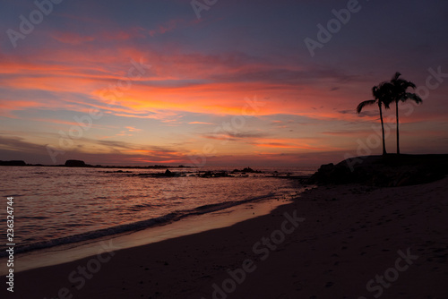 Colorful sunset over the tropical paradise beaches of Punta Mita, Mexico