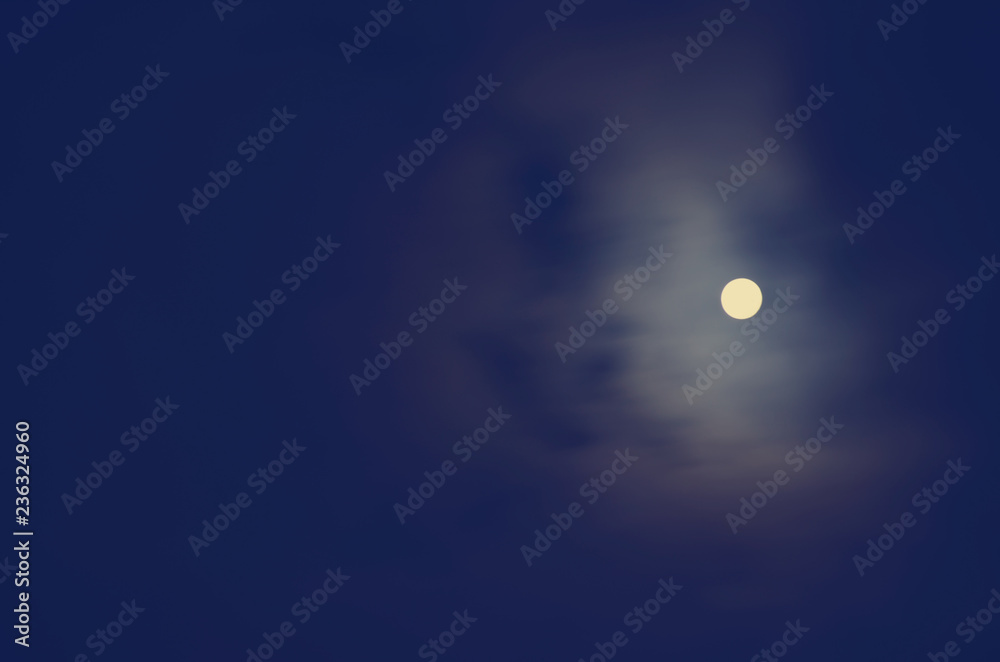 disk shone in the night sky among the dynamically lubricated clouds