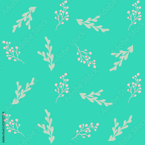 Seamless floral grey and pink pattern on blue, vintage design element stock vector illustration for web, for print, for wallpaper