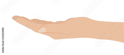 Woman hand on white background