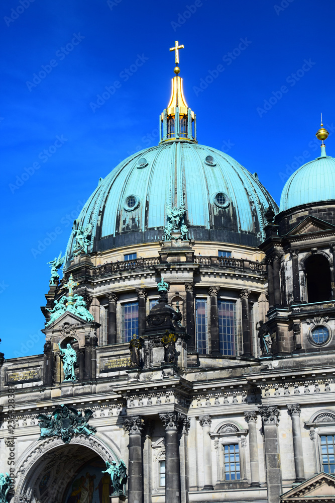 Architectural details of the baroque Berliner Dom (Cathedral) on Museum Island in central Berlin, Germany