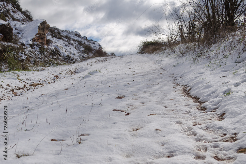 snowy mountainous trail snowy mountainous trail