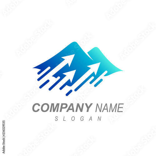 Mountain With Arrow Logo Template