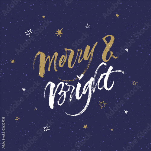 Merry and Bright Christmas greeting card