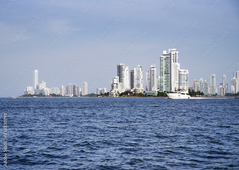 Fototapeta premium Cityscape of modern Cartagena, famous resort in Colombia, South America