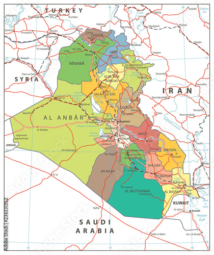 Iraq Political Map Isolated on White
