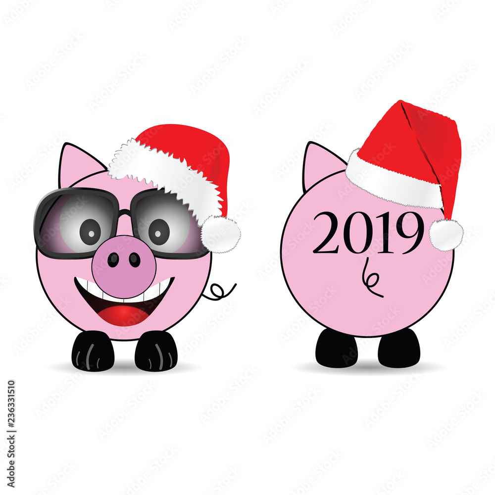 New Year Chinese 2019 of the pig vector illustration set two New Year Chinese 2019 of the pig vector illustration set two
