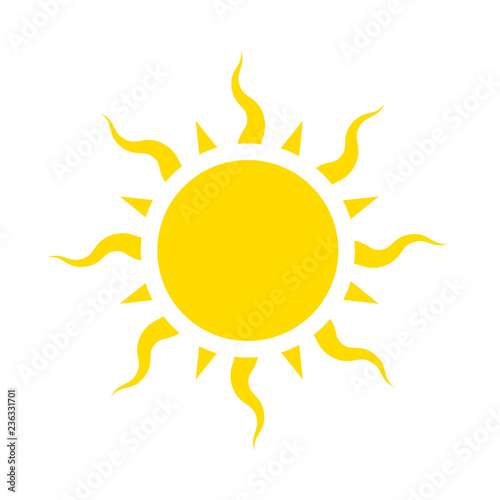 Icon sun with curved beams, vector flat illustration.