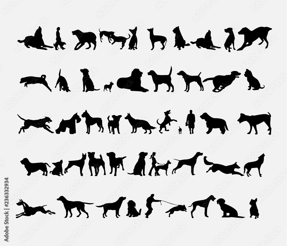 Set of dog icons. Vector illustration.