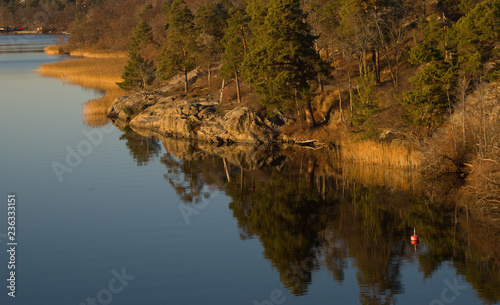 Winterview from a bridge a calm day in Bromma, Stockholm