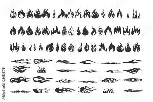 Fire icon set. Vector illustration.