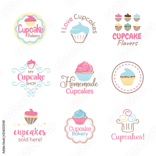 Cupcake Logo Icon Banner Design Set