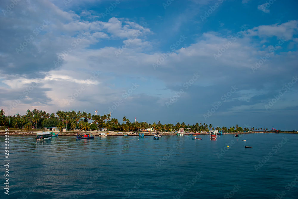 The port at Maamigili in the Alif Dhaal Atoll of the Maldives