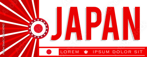 Japan Patriotic banner design, typographic vector illustration, Japanese flag colors