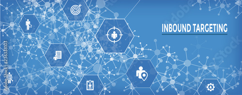 Digital Inbound Marketing  and Targeting Web Banner w Vector Icon Set