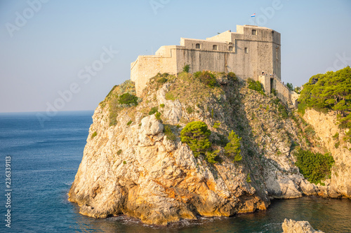 Lovrijenac Fort at the northern harbor entrance from the old town walls in Dubrovnik, Croatia