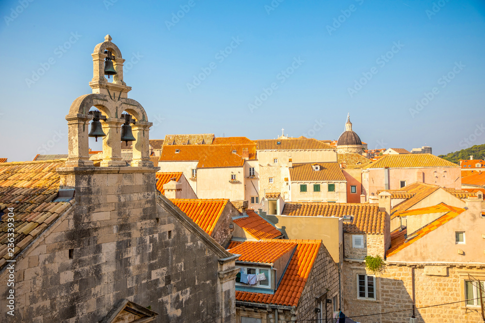 Bell tower of small chapel in Dubrovnik, Croatia