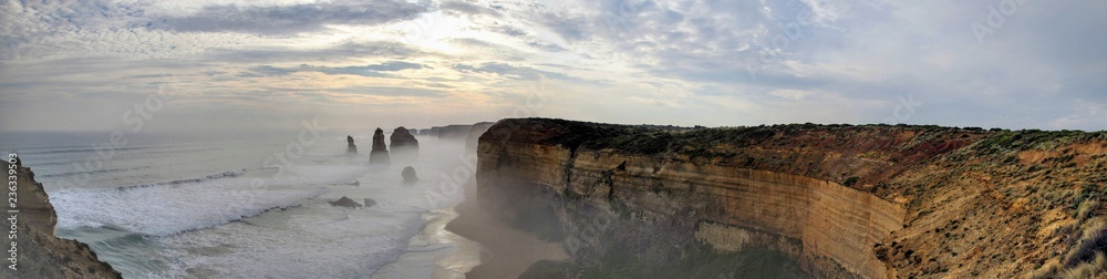View from cliffs at beach at Twelve Apostles