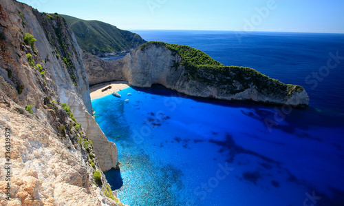 Greece, the island of Zakynthos. Beautiful view from above to Navagio beach