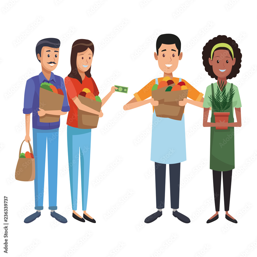 Grocery business cartoon Grocery business cartoon