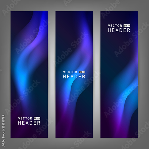 Abstract colorful dynamic elements, shiny space. Website header or banner set. Vector illustration EPS10