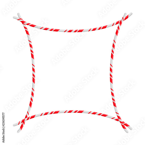 Candy Cane Frame Border. Vector christmas design isolated on white background