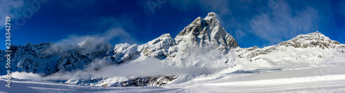 Landscape of blue sky and snowy mountain in northern italy