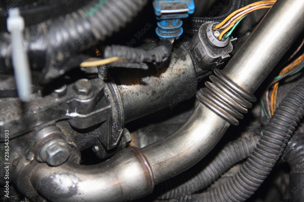 EGR valve on old diesel car engine - recycling shut-off, vehicle repair