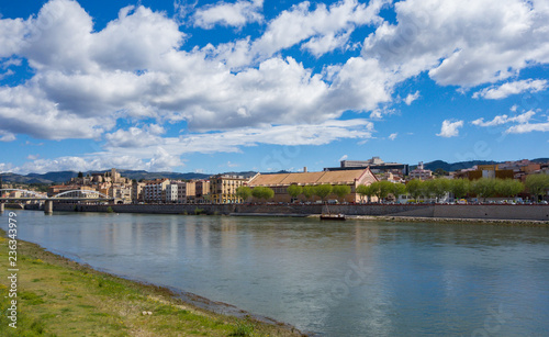 Ebro river and Suda Castle in Tortosa, Spain