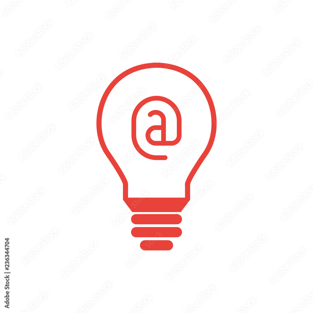 Glühbine @ - Icon, Symbol, Piktogramm, grafisches Element - outline - rot - Hintergrund weiß - Vektor Glühbine @ - Icon, Symbol, Piktogramm, grafisches Element - outline - rot - Hintergrund weiß - Vektor