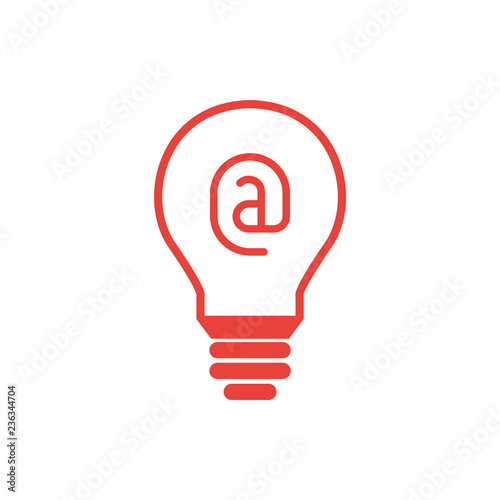 Glühbine @ - Icon, Symbol, Piktogramm, grafisches Element - outline - rot - Hintergrund weiß - Vektor