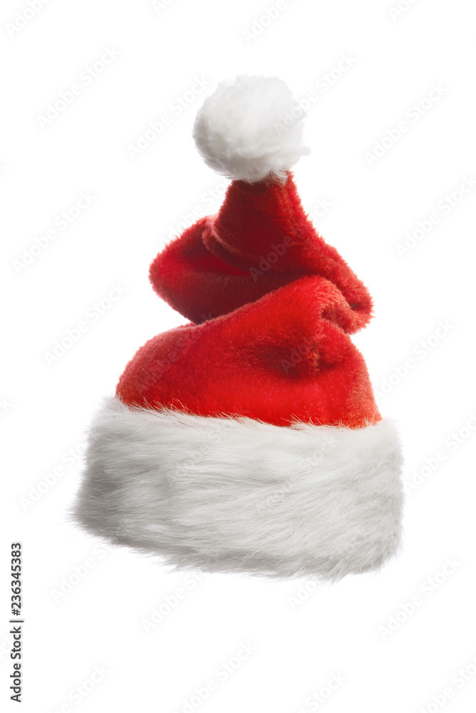 Red Santa hat. Isolated on white background. Red Santa hat. Isolated on white background.
