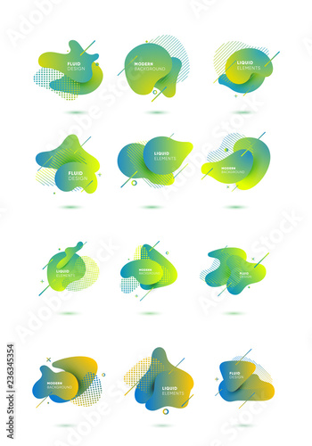 Obraz na płótnie Dynamical colored graphic elements. Gradient abstract banners with flowing liquid shapes. Template for the design of a logo, flyer or presentation. Vector illustration. w salonie
