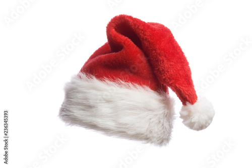 Red Santa hat, isolated on white background.