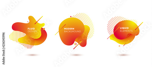 Obraz na płótnie Dynamical colored graphic elements. Gradient abstract banners with flowing liquid shapes. Template for the design of a logo, flyer or presentation. Vector illustration. w salonie