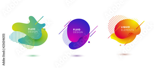 Obraz na płótnie Dynamical colored graphic elements. Gradient abstract banners with flowing liquid shapes. Template for the design of a logo, flyer or presentation. Vector illustration. w salonie