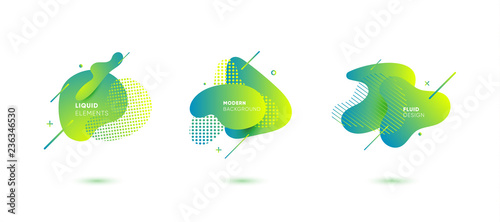 Obraz na płótnie Dynamical colored graphic elements. Gradient abstract banners with flowing liquid shapes. Template for the design of a logo, flyer or presentation. Vector illustration. w salonie