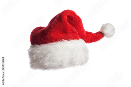 Santa red hat, isolated on white. New Year concept.