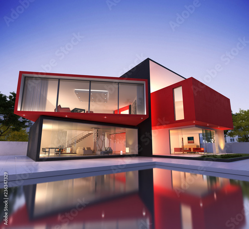 Red and black modern house © FrankBoston