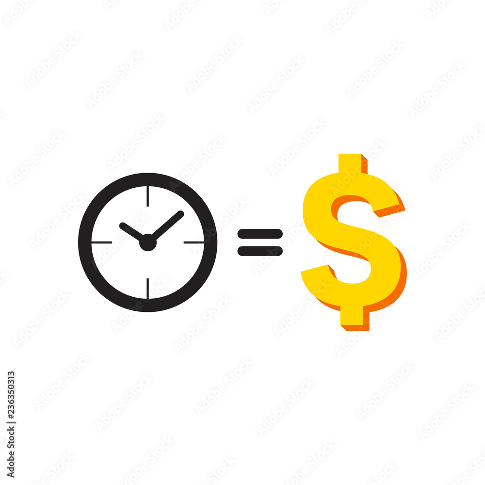 Time is money, business and finance management, stock market, joint venture, mutual fund, bond, annual payment, pension savings account, make money, vector icon Time is money, business and finance management, stock market, joint venture, mutual fund, bond, annual payment, pension savings account, make money, vector icon