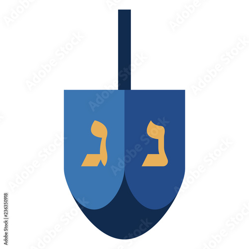 Blue and Gold Dreidel - Spinning top featuring Hebrew letters gimel and nun often used during Hanukkah