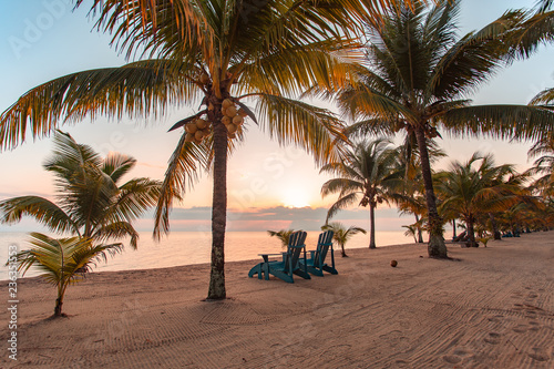 Chairs on tropical beach